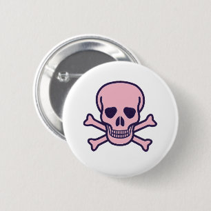 Pink Skull white button