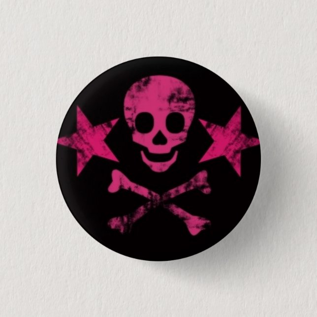 pink-skulls2 3 cm round badge (Front)