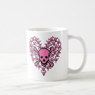Pink Skulls in Heart Shape Coffee Mug