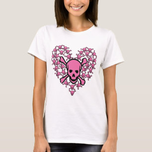 Pink Skulls in Heart Shape T-Shirt