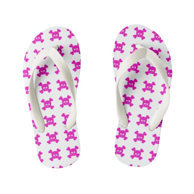 Pink Skulls Pair of Flip Flops (Footbed)