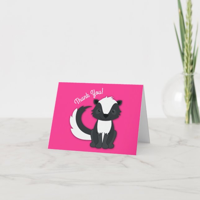 Pink Skunk Birthday Party Card (Front)