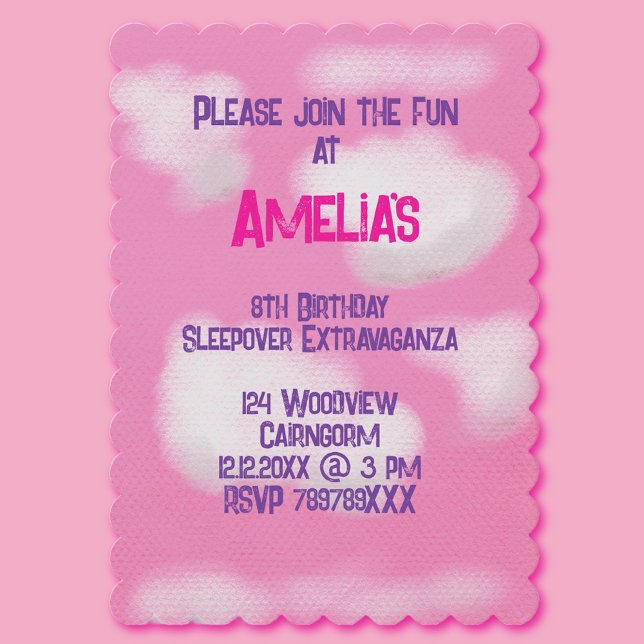 Pink sky and fluffy clouds Birthday Invitation (Creator Uploaded)