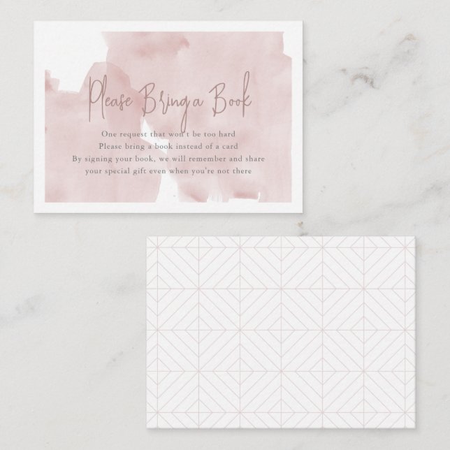 Pink Sky Baby Shower Please Bring a Book Enclosure Card (Front/Back)