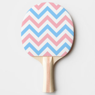 Pink, Sky Blue, White Large Chevron ZigZag Pattern Ping Pong Paddle