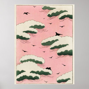 Pink sky illustration from Bijutsu Sekai Poster