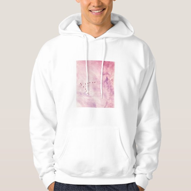 Pink Sky on White Hoodie for Men (Front)