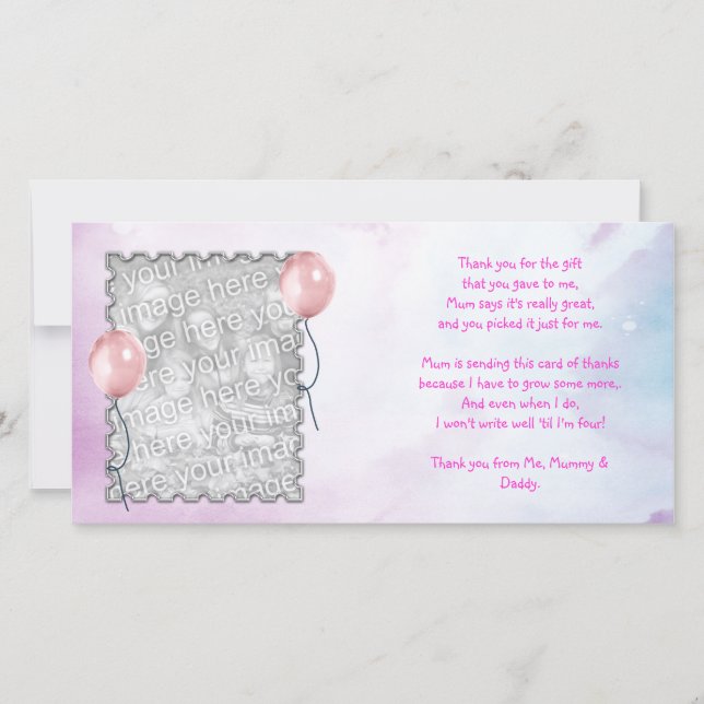 Pink sky Thank You Card from baby girl (Front)