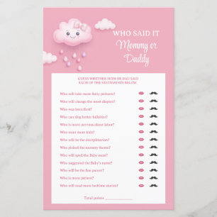 Pink sky white fluffy cloud nine Mummy or Daddy