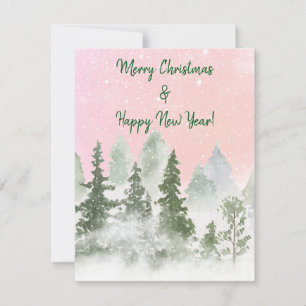 Pink Sky Winter  Holiday Card