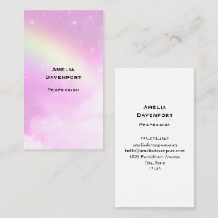 Pink Sky with Lemon Yellow Rainbow Business Card