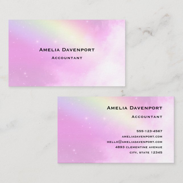Pink Sky with Lemon Yellow Rainbow Business Card (Front/Back)