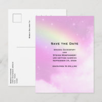 Pink Sky with Lemon Yellow Rainbow Save the Date