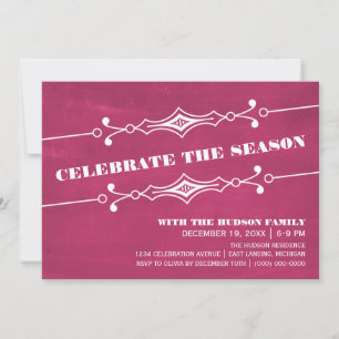 Pink Slanted Chalkboard Holiday Party Invite