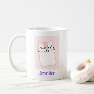 Pink Sleeping Kitty Cat Coffee Mug