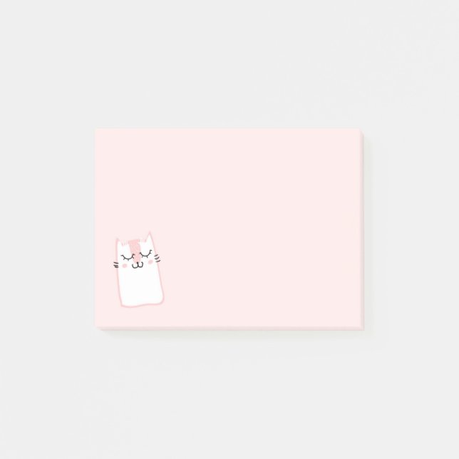 Pink Sleeping Kitty Cat Post-it Notes (Front)