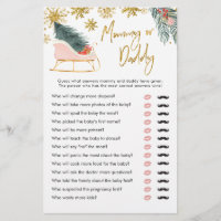 Pink Sleigh Winter Baby Shower Mummy or Daddy