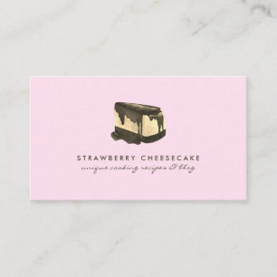 Pink Slice Cheesecake Strawberry Pastry Dessert Business Card