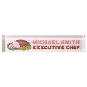 Pink Sliced Glazed Ham Foodie Restaurant Chef Cook Nameplate