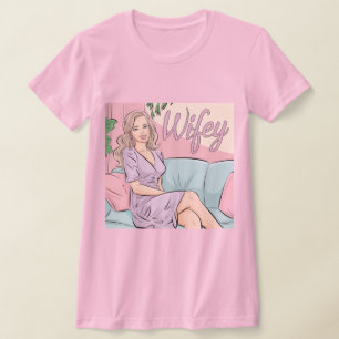 Pink Slim Fit Wifey T-Shirt