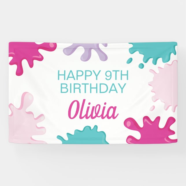 Pink Slime Birthday party Banner (Horizontal)