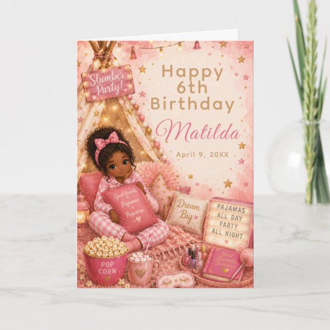 Pink Slumber Party Celebration Card (Front)