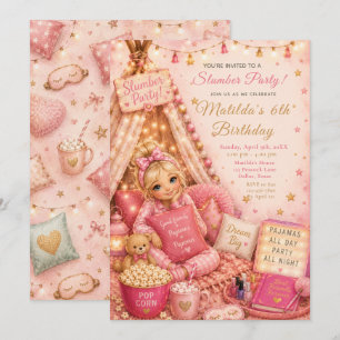 Pink Slumber Party Celebration Invitation