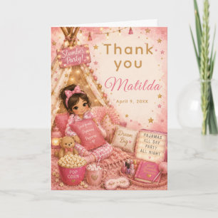 Pink Slumber Party Celebration Thank You Card