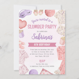 Pink Slumber Party Invitation - Girls Sleepover