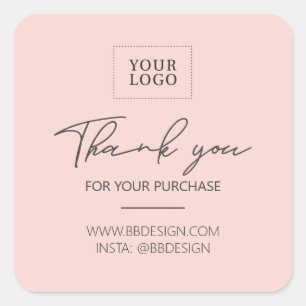 Pink   Small Business Thank you package sticker