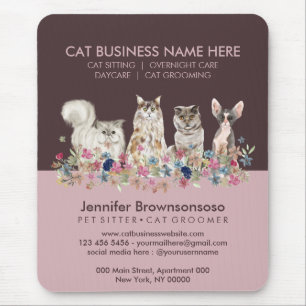 Pink Small Cat Sitting Pet Veterinary Service Mouse Mat