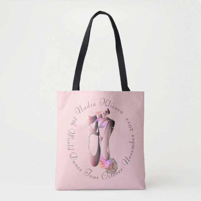 Pink Smaller Ballerina Toe Shoe Dance Troupe Tote (Front)