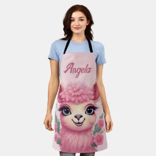 Pink Smiling Baby Lama Apron