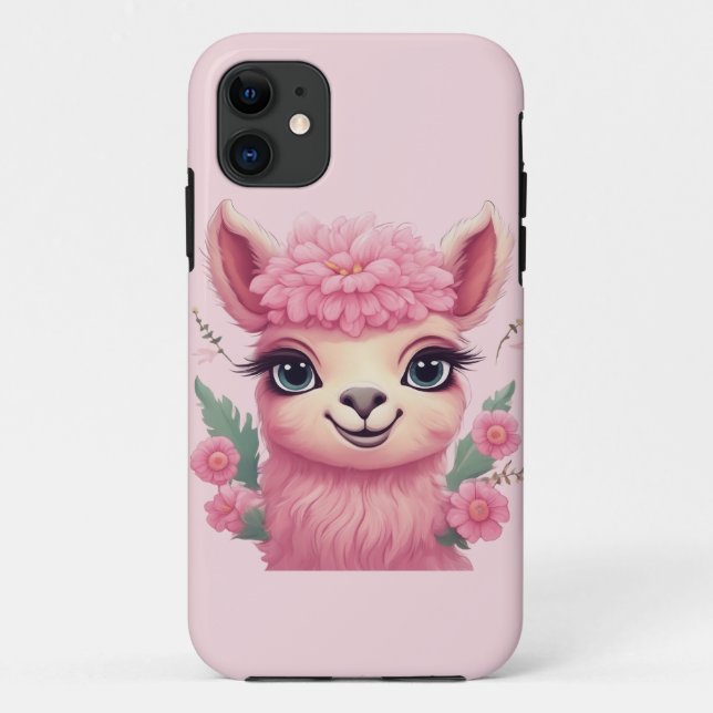 Pink Smiling Baby Lama Case-Mate iPhone Case (Back)