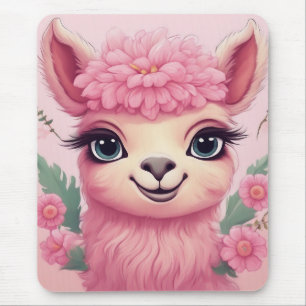 Pink Smiling Baby Lama Mouse Mat