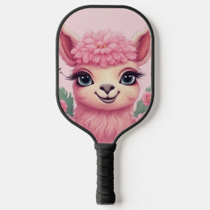 Pink Smiling Baby Lama Pickleball Paddle
