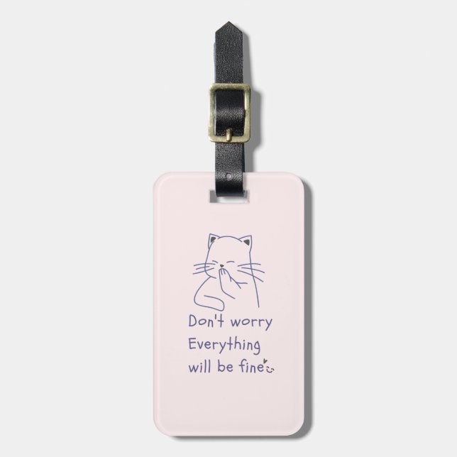 Pink & Smiling Cat Luggage Tag (Front Vertical)