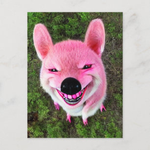 Pink Smiling Dog Postcard