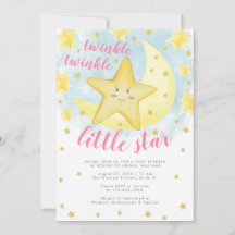 Pink Smiling Gold Twinkle Little Star Baby Shower