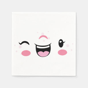 Pink Smiling Kawaii Face Napkins