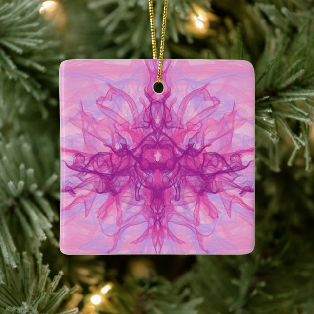 PINK SMOKE - Modern and abstract Fractal Art - Ceramic Ornament (Tree)