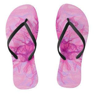 PINK SMOKE - Modern and abstract Fractal Art - Flip Flops