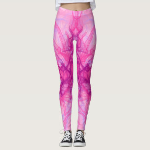 PINK SMOKE - Modern and abstract Fractal Art - Leggings