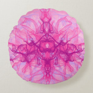 PINK SMOKE - Modern and abstract Fractal Art - Round Cushion