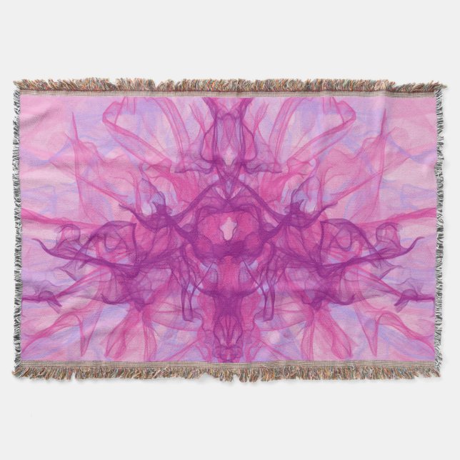 PINK SMOKE - Modern and abstract Fractal Art - Throw Blanket (Front)