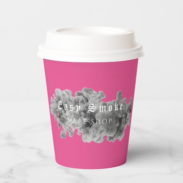 Pink Smoke Vape Shop Business Paper Cups (Front)