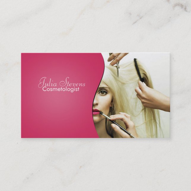 Pink smooth cosmetology business card (Front)