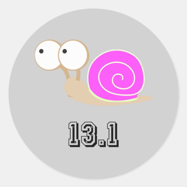 Pink Snail 13.1 (half marathon) Classic Round Sticker (Front)
