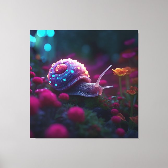 Pink Snail, AI Art, Canvas Print (Front)