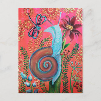 pink snail painting invitation postcard